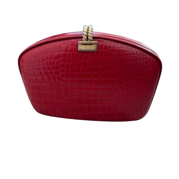 Red Faux Croc Clutch with Shoulder Strap Purse Vintage Y2K - Picture 5 of 11